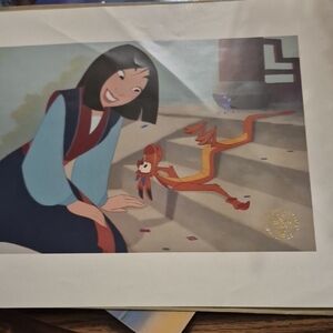 Disney Mulan and Mushu Poster - Blue and Red